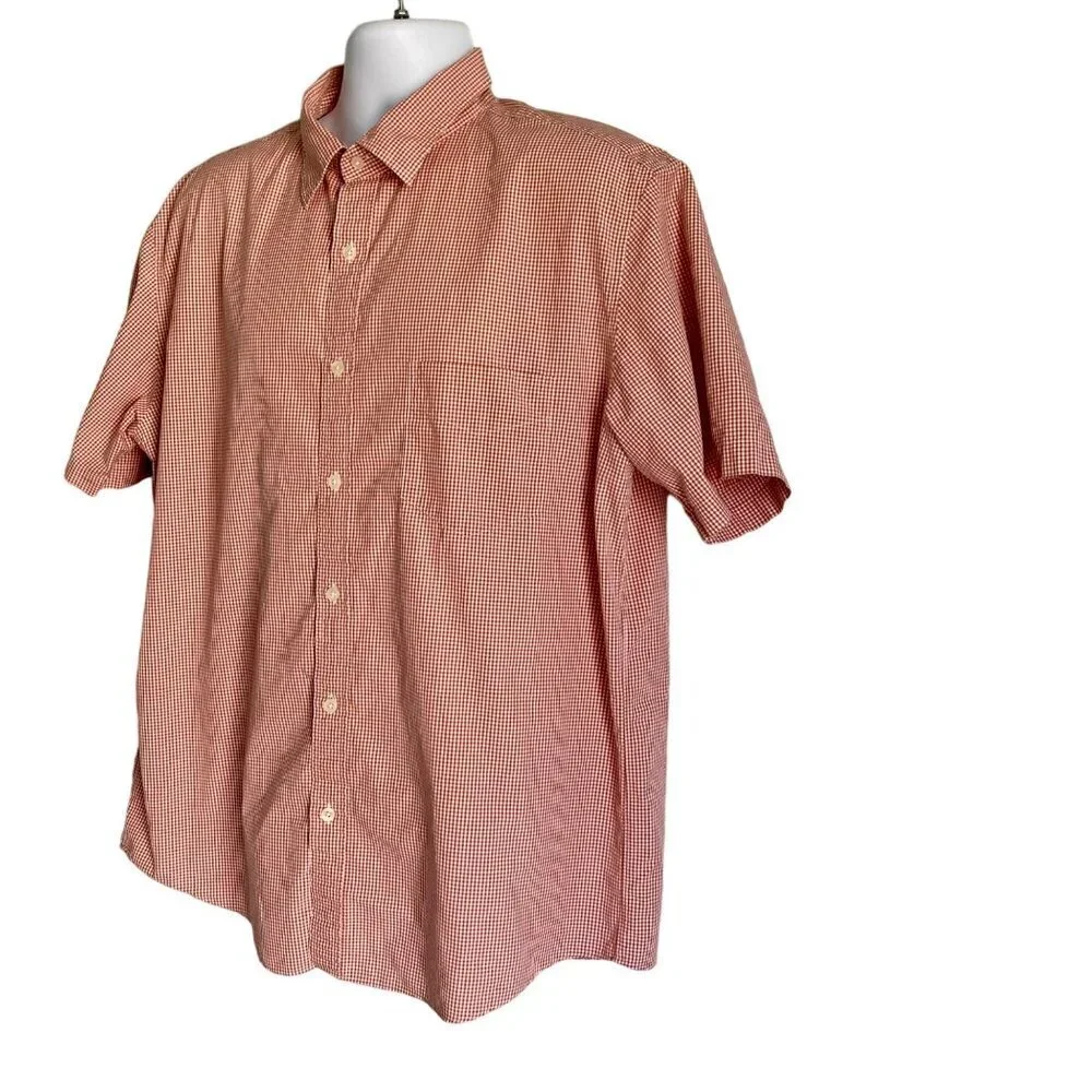 J. Crew Classic Red and White Short Sleeve Button Up Shirt Men's XL